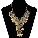 Fashion Ethnic Gypsy Bohemian Choker Necklace For Women Beads Drop Tassel Vintage Big Statement Collier Femme Party Jewelry Gift