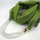 Ahmed Autumn and Winter Fashion Rhinestone Leopard Head Pendant Leopard Scarf Necklace For Women New Neckerchief Scarves Jewelry