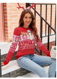 2025 Winter Women Christmas Knit Sweaters Chic Elk Print Jacquard Knitwear Long Sleeve O Neck Pullover Top Soft Warm Jumper Y2k