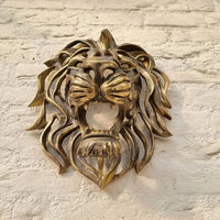 28cm Large Lion Head Wall Mounted Art Sculpture Gold Resin Lion Head Art Wall Luxury Decor  Bedroom Decoration