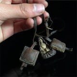 Tibetan Pocket Buddha Amulet Medicine God with Cow Leather Rope TNL391