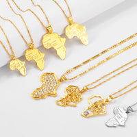 Anniyo Africa Map Pendant Necklace Women Men Silver Color/Gold Color Ethiopian Jewelry Wholesale African Hiphop Item @132106