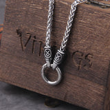 Nordic viking rune with Open Round Clasp pendant necklace stainless steel chain with wood box