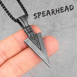 Spartan Spearhead Long Men Necklaces Pendants Chain Punk for Boyfriend Male Stainless Steel Jewelry Creativity Gift