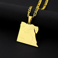Stainless steel geometric Egyptian city name necklace, couple style ethnic titanium steel pendant accessory