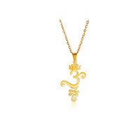 EUEAVAN Lotus Flower Yoga Pendant Necklace Stainless Steel Om Unalome Symbol Necklaces for Women Men Buddhist Amulet Jewelry