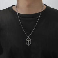EUEAVAN Stainless Steel Triple Moon Goddess Pendant Necklace Box Chain Hollow Wheel of Hecate Choker Vintage Amulet Jewelry Gift