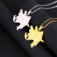 2024 new fashion stainless just Azerbaijan map with city pendant necklace temperament everything collarbone chain birthday anniv