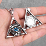 Guardian Eye Triangle Long Men Necklaces Pendant Chain Punk for Boyfriend Male Stainless Steel Jewelry Creativity Gift Wholesale