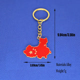 2024 New fashion China flag map keychain pendant men's and women's bags car key chain accessory anniversary small gift