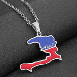 2024 new fashion stainless steel Haiti map pendant necklace temperament everything collarbone chain birthday anniversary gift