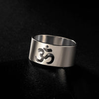 Lemegeton Buddhist Indian Yoga Om Women's Logo Ring Men's Charm Stainless Steel Ultra Natural Jewelry Party Gift