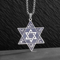 Official Authentic Stainless Steel Star of David Six-Pointed Star Pendant Necklace for Men Fashion Jewelry Party Jewelry