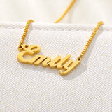 Personalized Box Chain Name Necklace Optional Font Fashion Custom Nameplate Necklace Stainless Steel Women Clavicle Jewelry