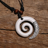 FX016 New Zealand necklace Maori pendant Spiral Koru Choker Retro Jewelry Tribal style Imitation Yak Bone necklace Amulet Gift
