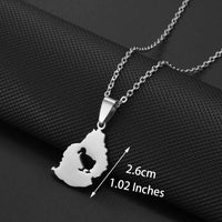 Anniyo 2.6CM Mauritius Map Anas Theodori Pendant Necklaces for Women Girl Mauritius Duck Jewelry #541962
