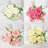 Silk Artificial Flower Rose Peony Bouque Home Decoration Bridal Holding Flower Wedding Decor Bouquet DIY Fake Flower Arrangement