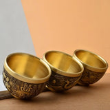 Good Luck Phoenix Cylinder Ornament Traditional Hand Carved Brass Drinking Cup Pure Brass Brass Feng Shui Bowl Living Room