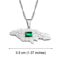 Anniyo Jamaica Map With Green Stone Pendant Necklaces for Women Girls Gold Color Jamaican Jewelry @207021