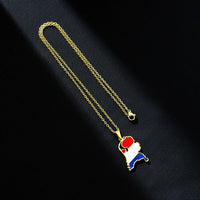 2024 new fashion stainless just vintage Dutch map flag pendant necklace temperament everything collarbone chain birthday anniver