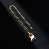 2024 new fashion stainless just vintage Dutch map flag pendant necklace temperament everything collarbone chain birthday anniver