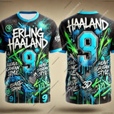Haaland 3D Print Sport Quick Dry Breathable Men Tshirt Football Jersey Team Uniform Adult Baby Parentchild Boy Girl Short Sleeve