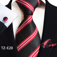 Royal Striped Paisley Ties For Men Luxury 8cm Necktie Pocket Square Cufflinks Gift Set Jacquard Weave Tie Suit Accessories