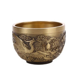 Good Luck Phoenix Cylinder Ornament Traditional Hand Carved Brass Drinking Cup Pure Brass Brass Feng Shui Bowl Living Room