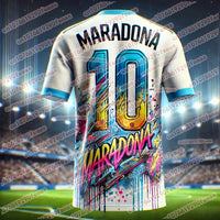 Football King Superstar Maradona Printed Men's Fan Commemorative Edition Sports T-shirt Daily Outdoor Breathable Quick Jersey