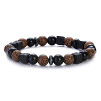 New Classic Natural Wood Beads Bracelets For Women Meditation Prayer Sliver Om Pendant Bracelet Men Wooden Yoga Jewelry