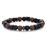 New Classic Natural Wood Beads Bracelets For Women Meditation Prayer Sliver Om Pendant Bracelet Men Wooden Yoga Jewelry