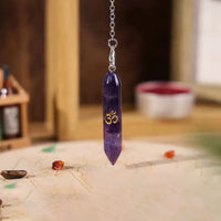 Natural Gem Stone Pendant Crystal Pendulum for Divination Answer Reiki OM Charms Fluorite Amethysts Clear Quartz Pendulos x228