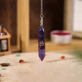 Natural Gem Stone Pendant Crystal Pendulum for Divination Answer Reiki OM Charms Fluorite Amethysts Clear Quartz Pendulos x228