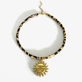Stainless Steel Leopard Polyester Flower Heart Sun Drop Collar Necklace Personality Popular Gold Color Necklaces Jewelry Gift