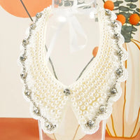 Pearl Beaded Lace Trim Collar Ribbons Women Necklace Wedding Jewelry for Clothes Dress  Beads Crystal Collar Wedding Jewelry