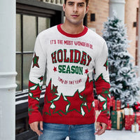 2025 Winter Christmas Men's Knitted Sweater Cartoon Print Full Sleeve O Neck Warm Soft Knitwear Adults Jumper Xmas Look Pullover