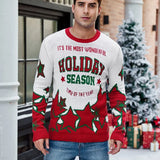 2025 Winter Christmas Men's Knitted Sweater Cartoon Print Full Sleeve O Neck Warm Soft Knitwear Adults Jumper Xmas Look Pullover