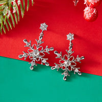 Delicate Multicolor Christmas Snowflake Stud Earrings for Women Zircon Pearl Dangle Piercing Earrings Girl New Year Party Gifts