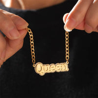 Auxauxme Custom Name Necklace Stainless Steel For Men Women Personalized Hip Pop Heart Star Mounth Nameplate Pendant Jewelry