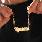 Auxauxme Custom Name Necklace Stainless Steel For Men Women Personalized Hip Pop Heart Star Mounth Nameplate Pendant Jewelry