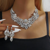 3PC Women's Wedding Season Fashion Luxury Flower Necklace Earrings Jewelry Set Suitable for Wedding Parties and Festival Gifts