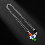 2024 new fashion stainless steel vintage dripping stainless steel Indian flag map pendant necklace temperament everything collar