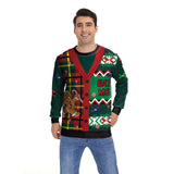 Men Women Xmas Sweatshirt 3D Christmas Wine Glass Bell The Gingerbread Man Print Ugly Christmas Sweater Holiday Party Jumper Top