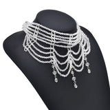 Black White Crystal Beads Necklace for Women Handmade Bohemian Drop Fashion Statement Choker Necklaces Female Lady Charm Jewelry