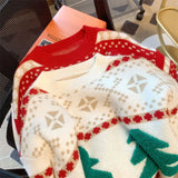 New Autumn and Winter Christmas Red Sweater Loose Lazy Style Thickened Knitted Bottoming Shirt Top