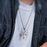 Ancient Egyptian Pharaoh Life Anka Cross Stainless Steel Necklace Anubis Totem Pendant Men\'s Amulet Jewelry Leather Rope Chain