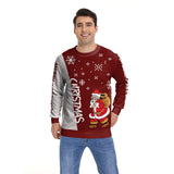 Men Women Xmas Sweatshirt 3D Christmas Wine Glass Bell The Gingerbread Man Print Ugly Christmas Sweater Holiday Party Jumper Top