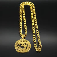 Yoga Pendant Necklaces For Men Women Gold Color Stainless Steel OHM Hindu Buddhist AUM OM Hip Hop Chain Jewelry Gift