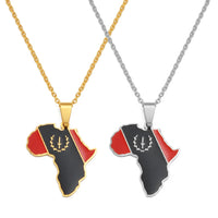 Anniyo African American Map Flag Pendant Necklaces for Women Men Stainless Steel Jewelry @366721