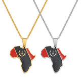 Anniyo African American Map Flag Pendant Necklaces for Women Men Stainless Steel Jewelry @366721